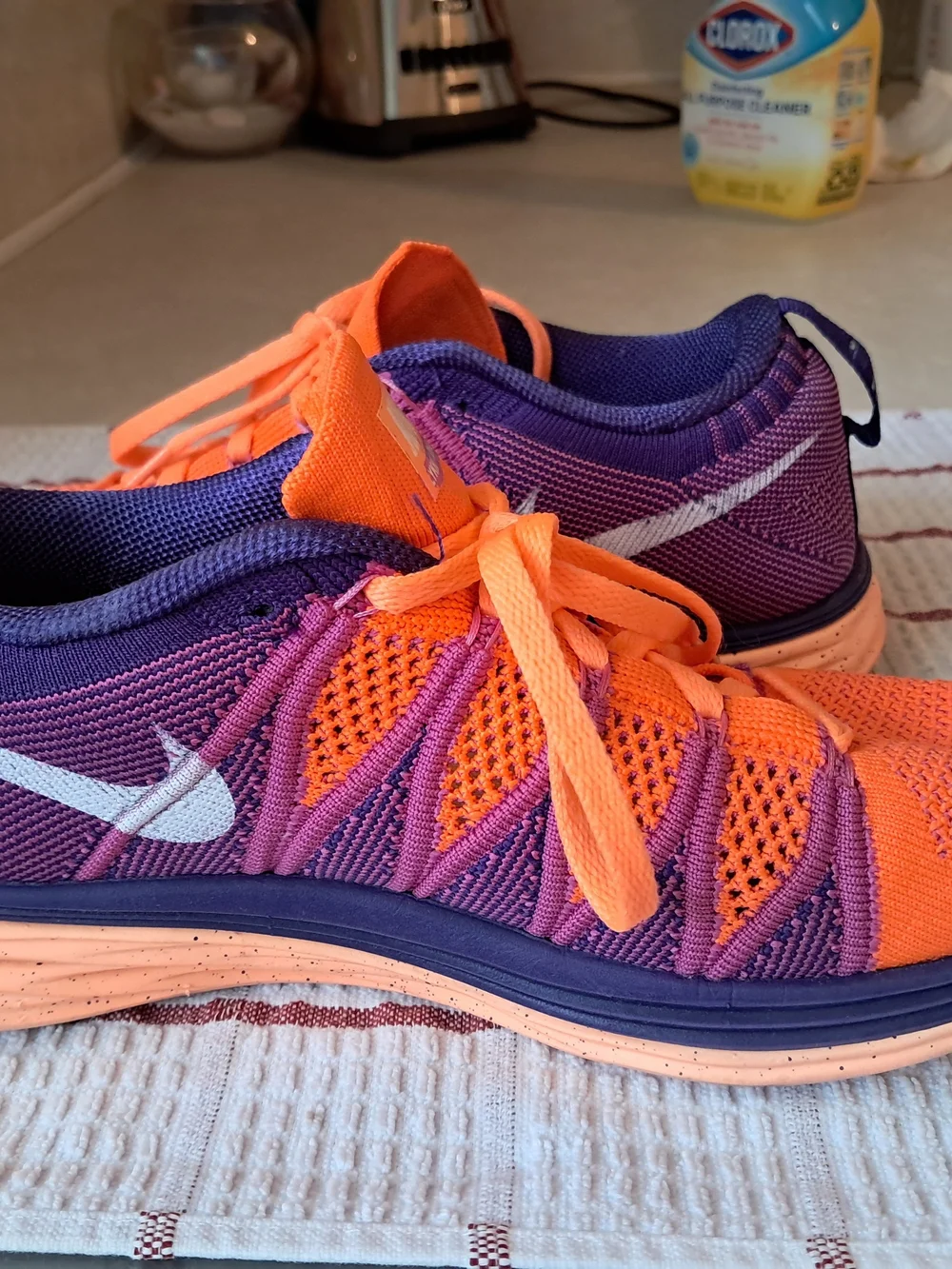 Nike Flyknit Lunar 2 Atomic Orange Purple Women's Size 9 Running 620658-815 EUC